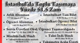 İstanbul’da toplu taşımaya yüzde 51.5 zam