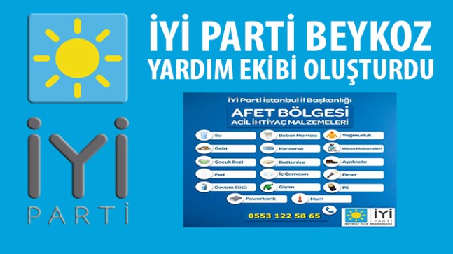 İYİ PARTİ BEYKOZ YARDIM EKİBİ OLUŞTURDU