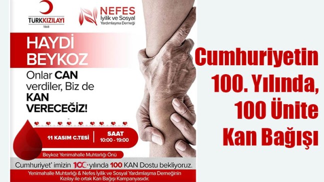 Cumhuriyetin 100. Yılında, 100 Ünite Kan Bağışı