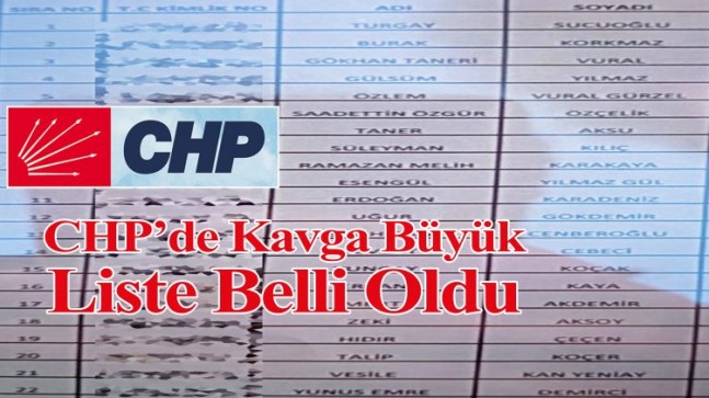 CHP’de Kavga Büyük, Liste Belli Oldu